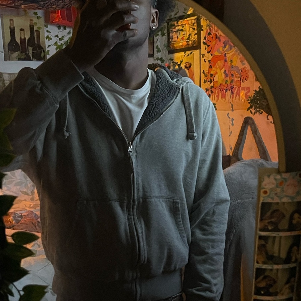 Basic Editions Men's Zip Up Gray Sweater